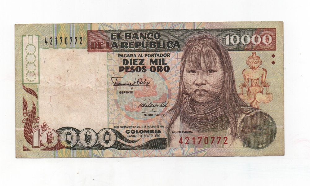 COLOMBIA DEL AÑO 1992 DE 10000 PESOS